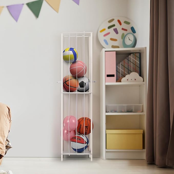 OYEAL Stuffed Animal Storage Holder Metal Toy Storage Organizer, 64'' Stuff Animal Organizer Plushies Storage with Elastic Rope for Playroom Bedroom Kid Room, White