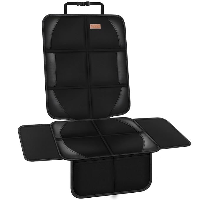 Spotmart Car Seat Protector Covers - for Child Carseat mat 600d Fabric Waterproof Non Slip Thickest Padding with Storage Pockets Cushion Protectors Large Size Prevent Dirt Scratches Black 1