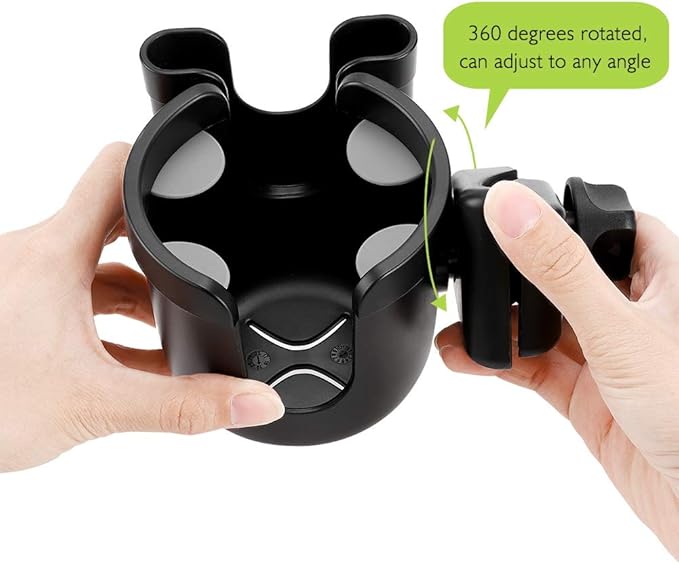 Accmor Stroller Cup Holder with Hook, Bike Cup Holder, Universal Cup Holder for Uppababy Nuna Doona Strollers, 2-in-1 Cup Phone Holder for Stroller, Bike, Wheelchair, Walker, Scooter