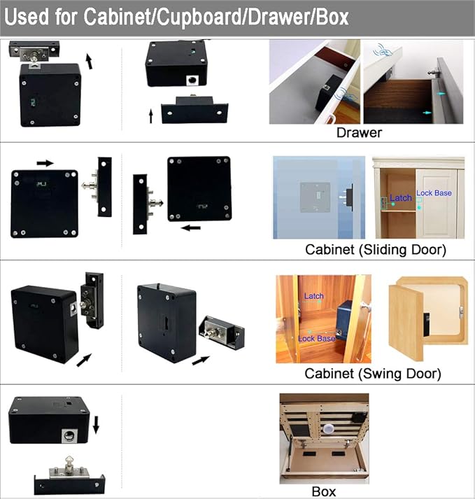 RFID Lock Electronic Cabinet Lock, Hidden DIY Lock with USB Cable for Wooden Cabinet Drawer Locker Cupboard (2 Pack)