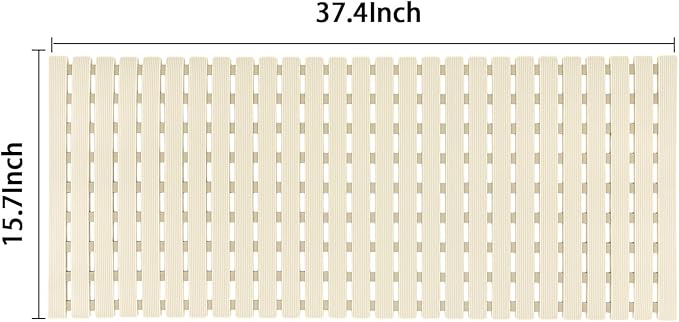 BEMISO Shower Mat Non Slip Bathtub Mat with Suction Cups and Drain Holes 37.4 x15.7 Inch Bath Mat for Tub & Shower.Easy Dry,Easy to Cut,Eco-Friendly
