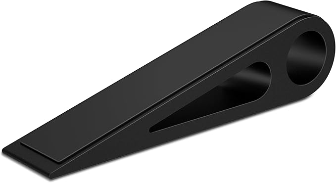 Heavy Duty Door Stopper for Bottom of Door, Aluminum & Rubber Door Stop Wedge- Keep Doors Open in Home, Apartment, Office, Hotel, 4.92L*1.02W*1.22H Inch, Black