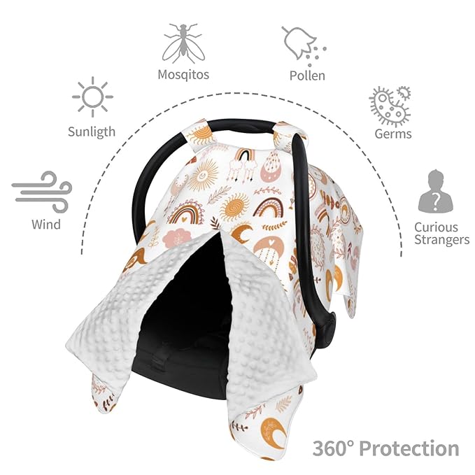Boho Baby Car Seat Canopy Cover, Nursing Cover for Newborn, Boho Baby Stuff Stroller Cover for All Seasons
