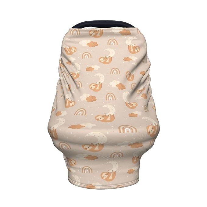 Sloth Car Seat Canopy, Baby Breastfeeding Cover, Multi Use Baby Stroller and Carseat Cover, Boys and Girls Shower Gifts