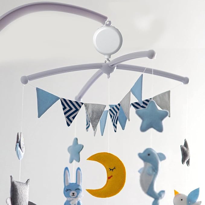 Yeshone Mobile Baby Music Box Crib Mobile Box with Music Removable Musical Replacement Nursery Motor Rotating Baby Crib Musical Thirty-Five Lullabies Battery Operated