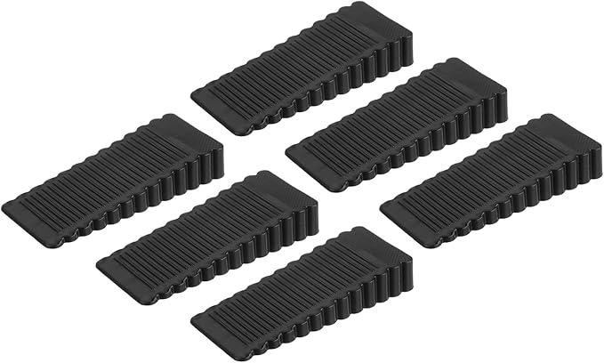 uxcell 6 Pcs Door Stoppers for Bottom of Door, 15mm/0.59 Inch Door Stops, Rubber Door Stopper Wedge Anti Slip, Window Stopper Door Stackable, Black