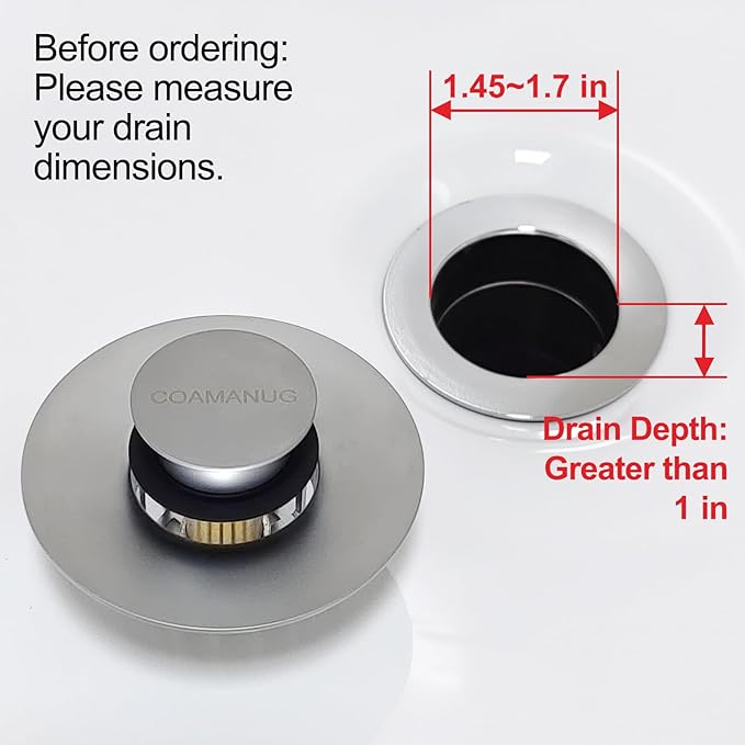 Bathtub Stopper | Shower Drain Hair Catcher, Pop-up Tub Stopper with Strainer | Pop-up Bathtub Drain Plug | Drai Protector for 1-1/2 to 1-3/4" Bath Drain Hole- Pearl Chrome
