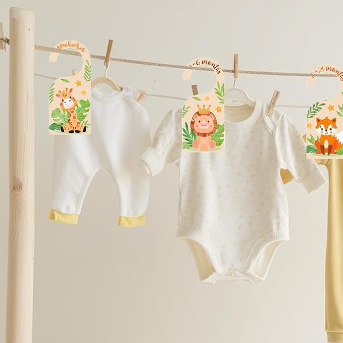Baby Clothes Divider Wooden for Kid Closet - 8 Baby Closet Dividers Size Label for Boy & Girl, Baby Clothes Organizer Dividers - Cute Nursery Decor
