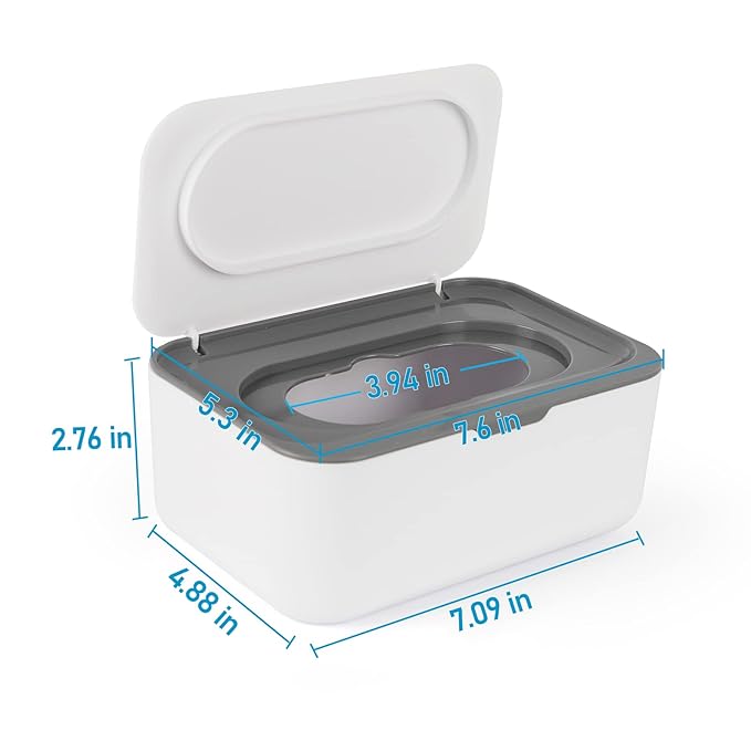 Flenpptly 2 Pack Baby Wipes Dispenser, Wipes Case Baby Wipe Holder Keeps Wipes Fresh, Non-Slip, Easy Open & Close (Grey and Blue)