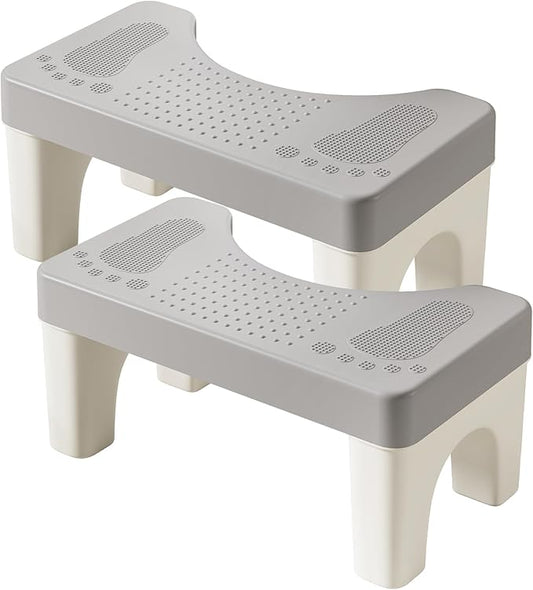 2 Pack Poop Stool Adult, Portable Toilet Stool Squat for Pooping, Travel Squatting Potty for Adults & Kids, Toilet Foot Stools for Bathroom, Gray