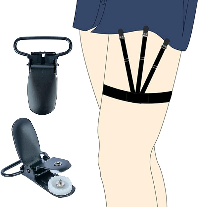 MELOTOUGH 1 Inch Suspender Clips Metal No Slip Suspender Clip with Plastic Gripping Teeth(Black,10pcs)