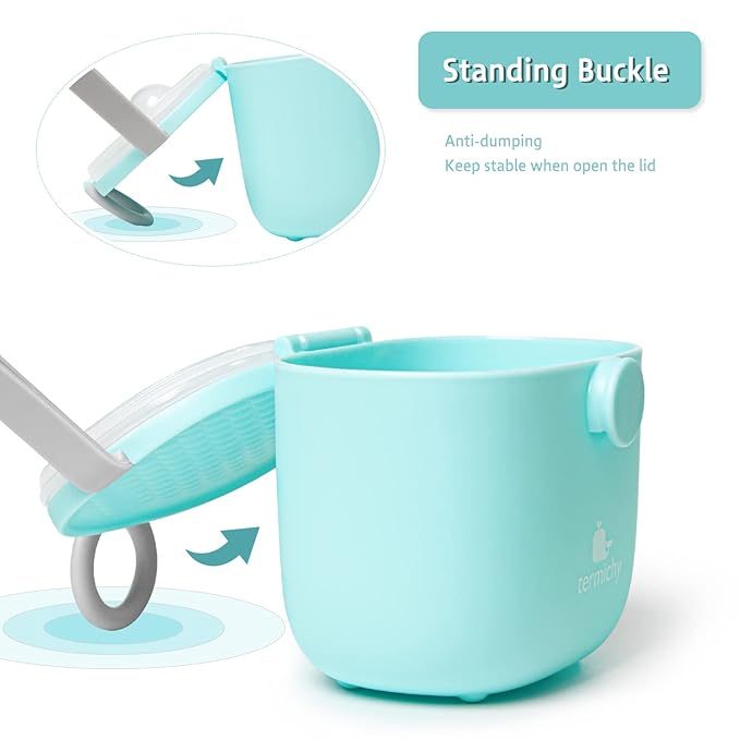 Termichy Baby Formula Dispenser, Portable Milk Powder Dispenser Container with Carry Handle and Scoop for Travel Outdoor Activities with Baby Infant, 8.8OZ, 0.55LB, 250g (Blue)