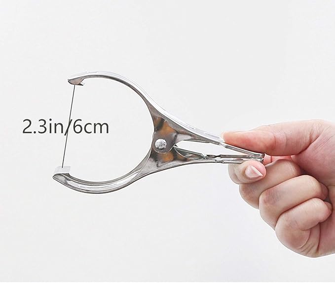 FOMMEN Outdoor Heavy Duty clothespins 10 Pack Large Stainless Steel Quilt Clips,Beach Towel Clips,Curtain Clamps,Rubber Tipped Metal Clothes