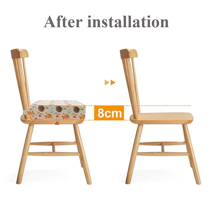 Dining Chair Heightening Cushion Portable Dismountable Adjustable Highchair Booster for Baby Toddler Kids Infant Washable Thick Chair Seat Pad Mat (Orange)
