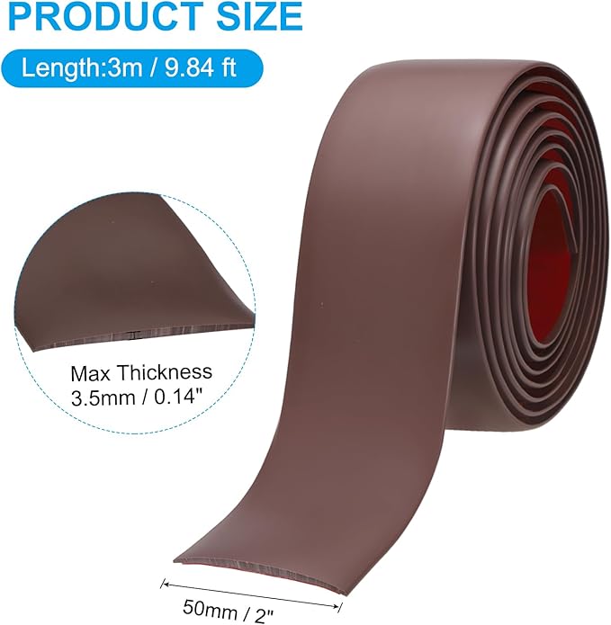 PATIKIL Self Adhesive Floor Transition Strip 10 ft x 2" Vinyl Flat Divider Flooring for Joining Floor Gaps Carpet Transition Floor Tiles, Coffee