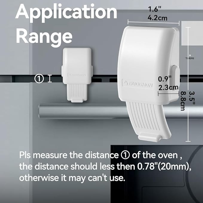 EUDEMON 1 Pack Oven Front Lock,Childproof Oven Door Lock, Easy to Install & Use Durable and Heat-Resistant Material no Tools Need or Drill(White)