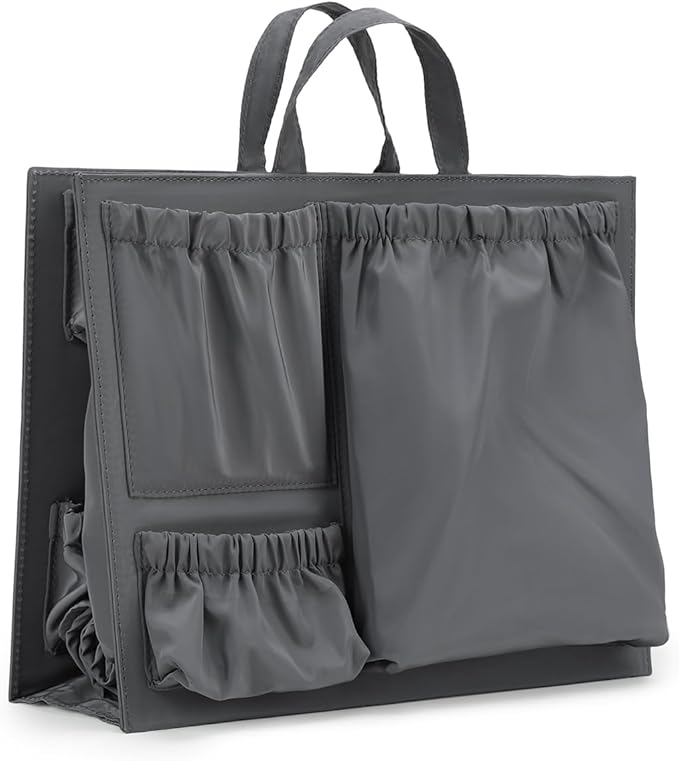 Lmbabter Removable Organizer Insert with Insulated Pocket,Updated Diaper Bag with 11 Total Pockets&Changing Pad, Handbag Tote Bag for Women Mommy Nurse (Dark Grey)