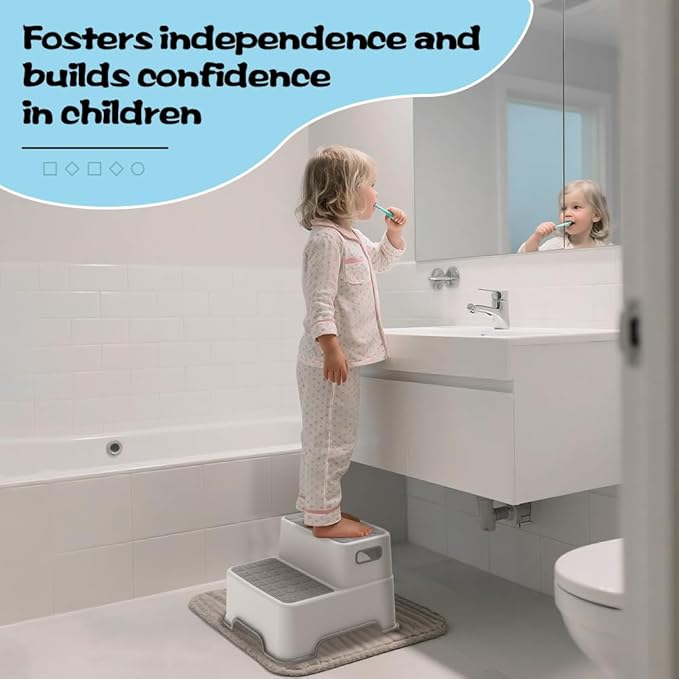 ZLMHYYM Toddler Step Stool for Bathroom Sink, 2 Pack Step Stool for Kids, Plastic Potty Training Toilet Stepping Stools, Child and Baby Lightweight&No-Slip Two Step Stools(Include 2 Faucet Extenders)
