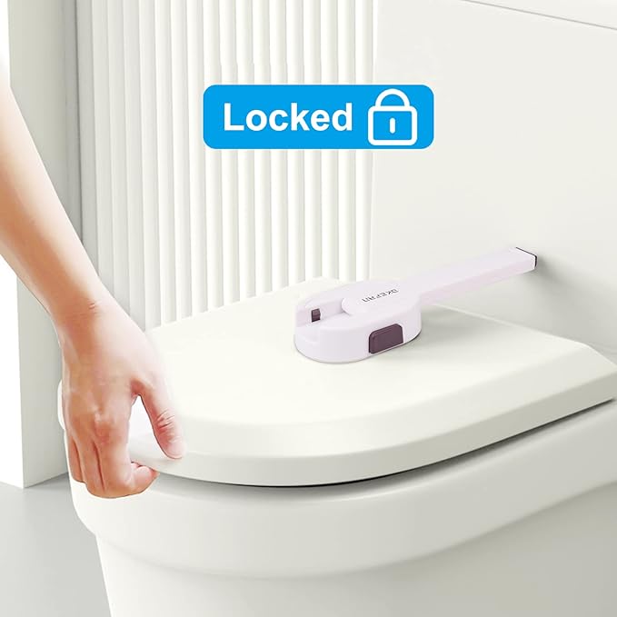 Toilet Locks Baby Proof - OKEFAN Toilet Seat Lock Child Safety for Toddlers Adhesive Kids Proofing Toilet Lid Lock Easy to Install No Drill Needed (2)