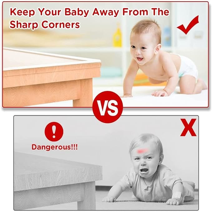 Edge Corner Protector Baby Proofing 9.8ft with 4 Corners, Clear Soft Corner Protectors Baby Proof, Furniture Corner Guard & Edge Safety, Edge Protector for Table (9.8ft L*0.8inch W)