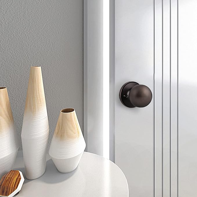 Probrico Dummy Door Knobs Door Locks Round, Half -Dummy Door Handles in Oil Rubbed Bronze