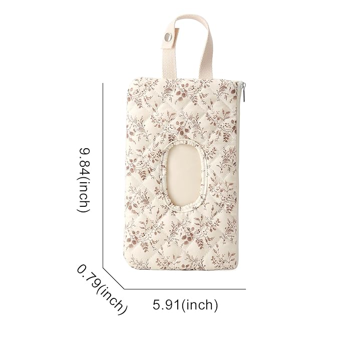 HIBEAR Quilted Diaper Wipe Pouch Portable Mommy Bag Refillable Floral Baby Wipe Holder for Travel Stroller Daily Casual (wihi)