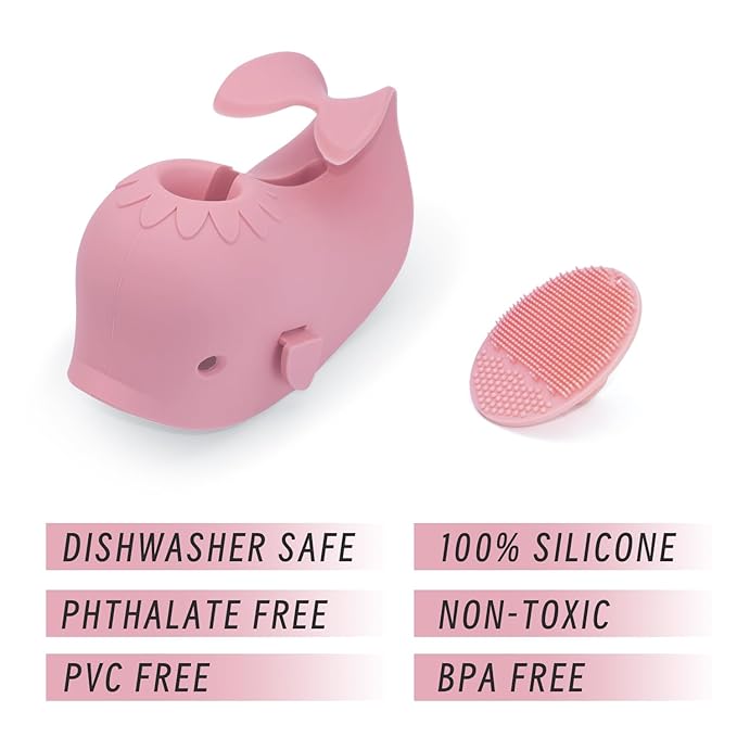 Bath Faucet Cover for Kids，Bath Spout Cover for Baby are Suitable for Most Bathtub Faucet,spout Cover Bathroom Tub Adds Fun to Your Baby in The Shower.（Beige+Brush）