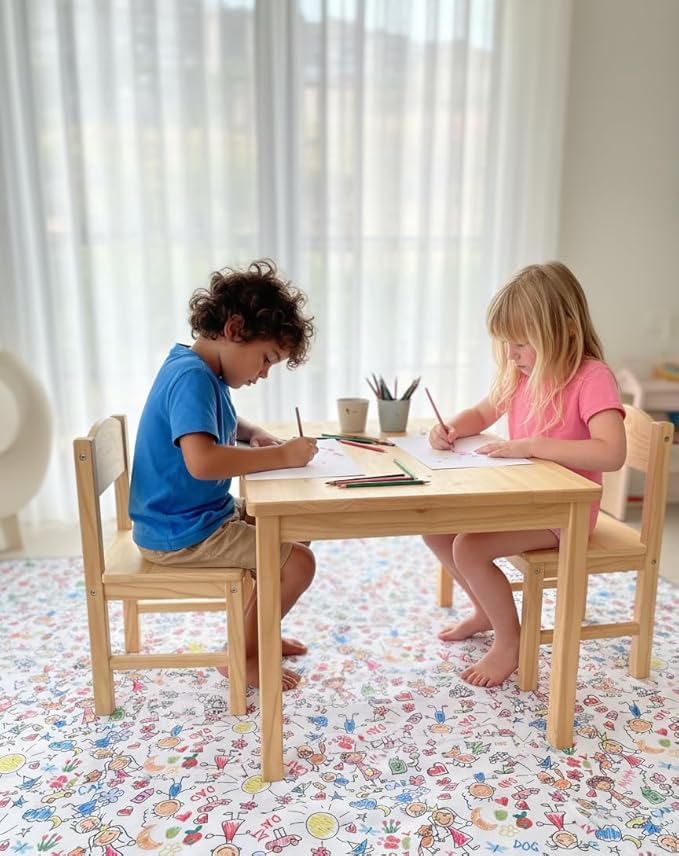 Waterproof High Chair Splat Mat – Machine Washable Floor & Table Protector for Baby Feeding, Art & Crafts, Outdoor Use (Family, 114x118 Inch)