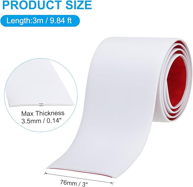 PATIKIL Self Adhesive Floor Transition Strip 10 ft x 3" Vinyl Flat Divider Flooring for Joining Floor Gaps Carpet Transition Floor Tiles, White