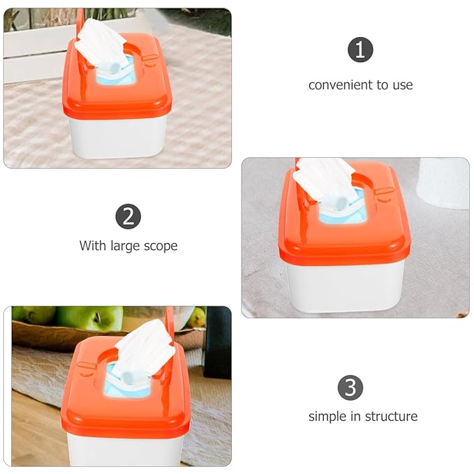 DOITOOL 2 Pcs Baby Wipes Dispenser Plastic Wipe Holder Container Case with Sealing Design Refillable Container Emapty Box Keeps Easy Open and Close for Bathroom Nursery (Random Color)