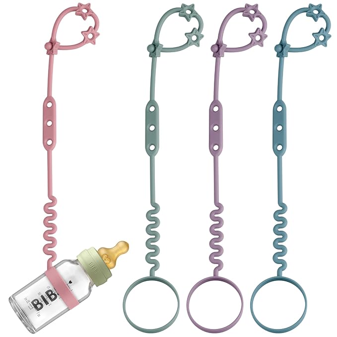 Toy Safety Straps, 3 Pack Silicone Sippy Cup Straps, Sippy Cup Leash for Baby, Keep Bottles and Sippy Cups Close at Hand and Off the Ground or Floor (4PACK, Midnight Blue/Ether/Mauve/Deep Lilac)