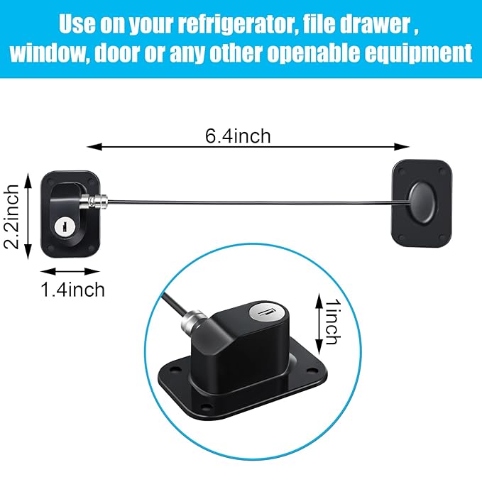 Hotop 4 Pack Fridge Cabinet Locks for Kids with Keys Self Adhesive Child & Baby Toddlers Proofing Mini Safety Locks for Refrigerator Deep Freezer Drawers Doors Latch(Black)