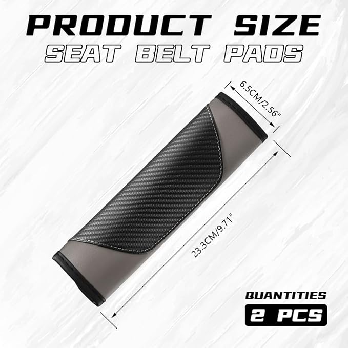2PCS Car Seat Belt Cover Pad, Soft Carbon Fiber Leather Seatbelt Shoulder Protector for a More Comfortable Driving, Universal Safety Belt Strap Cover to Protect Your Neck (Gray)
