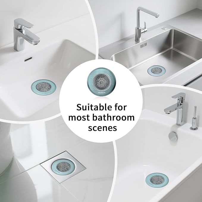 TRAPMATE Reversible Bathtub Drain Hair Catcher, Prevent Clogging Shower Drain Cover, Patend 304 Stainless Steel Drain Strainer for Regular & Pop-up Drain (Teal)