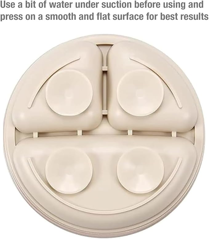 PandaEar 3 Pack Toddler Plates, Divided Suction Silicone Baby and Toddler Plates,Non-Slip - Dishwasher and Microwave Safe (Brown Tea Flax)