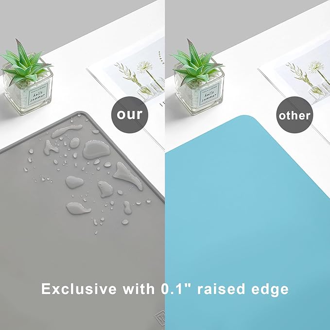 Large Silicone Mat 6 Pack, 20"x16" Silicone Craft Mats for Resin Jewelry Casting Molds, Food Grade Silicone Sheet with Raised Edge, Nonstick Waterproof, Dark Grey