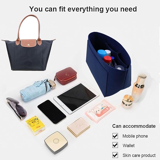Lckaey Purse Organizer for Le Pliage Handbags insert Organizer insert 1012blue-S