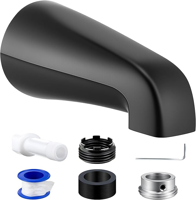 Dreyoo Tub Spout (Universal Fits 1/2" Copper Pipe, 1/2" IPS and 3/4" IPS), Bathroom Bathtub Faucet with Adapters and Hex Wrench(Matte Black,Without Diverter)