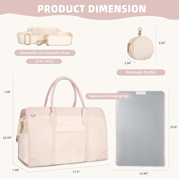 BOLOSTA Diaper Bag Tote for Women, Diaper Bag Tote with Changing Pad, Large Capacity Mommy Bag for Hospital and Weekender