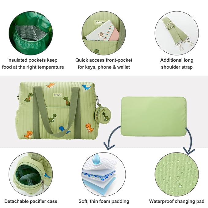 GOBABYMART 3pc Diaper Bag Tote Set, Hospital Bag for Labor & Delivery, Maternity Travel Bag with Changing Pad & Pacifier Case