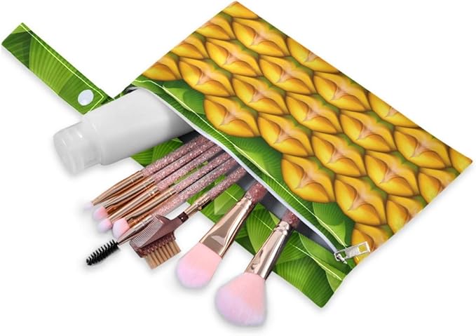 visesunny Tropical Pineapple 2Pcs Wet Bag with Zippered Pockets Washable Reusable Roomy for Travel,Beach,Pool,Daycare,Stroller,Diapers,Dirty Gym Clothes, Wet Swimsuits, Toiletries