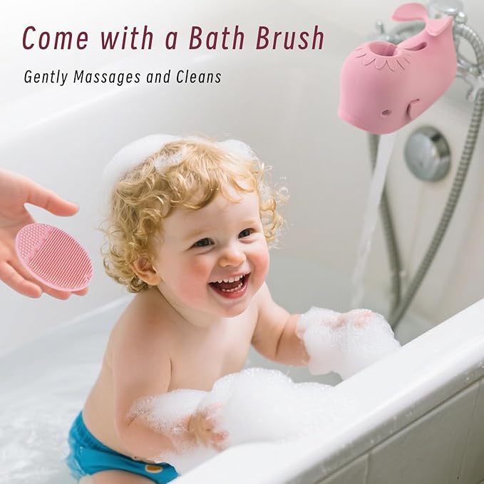 Bath Faucet Cover for Kids，Bath Spout Cover for Baby are Suitable for Most Bathtub Faucet,spout Cover Bathroom Tub Adds Fun to Your Baby in The Shower.（Beige+Brush）