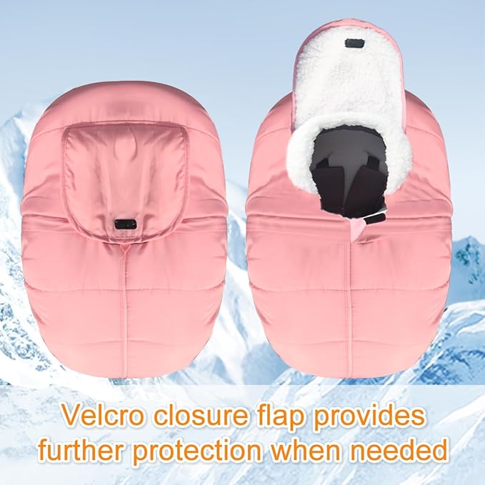 Mom's Choice Awards Winner-TSAYAWA Winter Baby Car Seat Cover -Keep Babies Warm Carseat Bunting Bag/Blanket for Newborn & Infant - Cold Weather Insulated Windproof Carrier Canopy for Travel (Pink)
