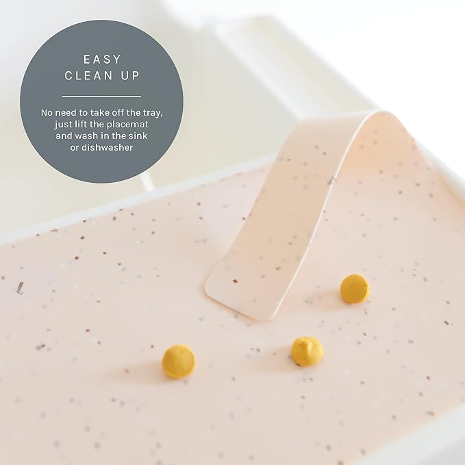 Yeah Baby Goods Placemats Compatible with IKEA Antilop High Chair (Blush Speckle) - Slip-Resistant & Food-Grade Silicone High Chair Mat - Easy Clean High Chair Accessory