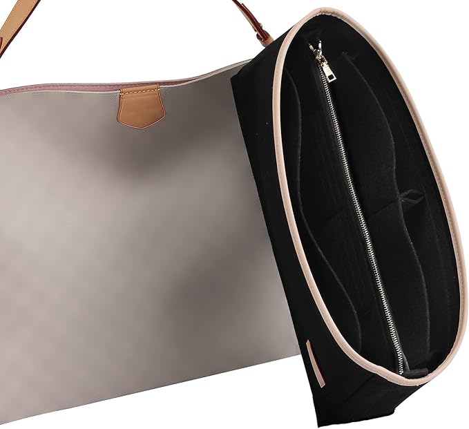 Doxo Purse Organizer Insert & Base Shaper, Felt Handbag & Tote Bag Fit LV Graceful MM More(Black,SL)