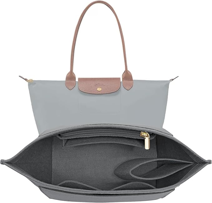Felt Organizer Compatible with longchamp le pliage L Handbag Insert (Large,Gary)