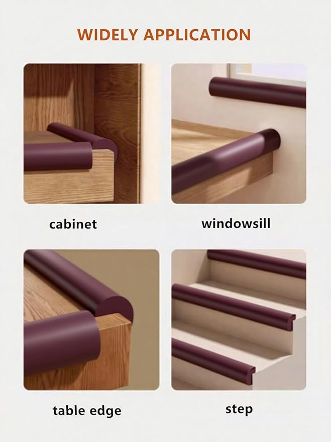 QYV Baby Proof Edge Corner Protector, 6.56FT 0.47''Th L-Shape Furniture Corner & Edge Safety Bumpers with 6 Corners, Pre-Taped, Soft NBR Rubber Foam Desk Edge Cushion Wall Corner Protector (Purple)