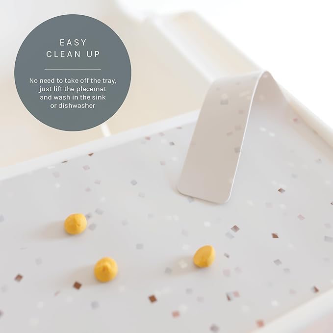 Yeah Baby Goods Placemats Compatible with The IKEA Antilop Highchair (Terrazzo on Milk) - Food-Grade Silicone Highchair Tray Mat – Easy to Clean, High Chair Accessory