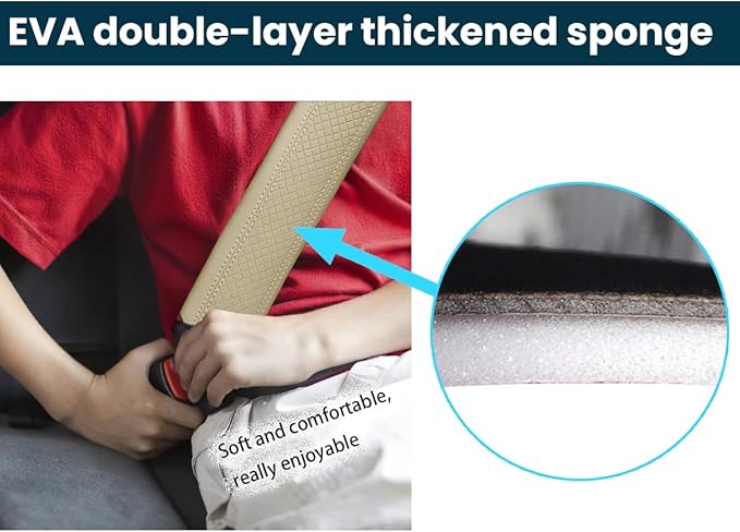 Car Seat Belt Pads, 2 Pack Fiber Leather Seatbelt Shoulder Strap Covers, More Comfort Driving & Protect Your Neck, Universal Safety Strap Cover for Auto SUV Truck Airplane Backpack (Beige)