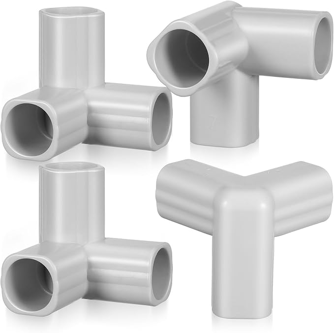4pcs Guardrail Pvc Elbow Fitting Top Corner Joint Playpen Pvc Corner Elbow Fitting 3 Way Canopy Fitting Fittings Fittings Tent Connection Tee Light Grey Totority